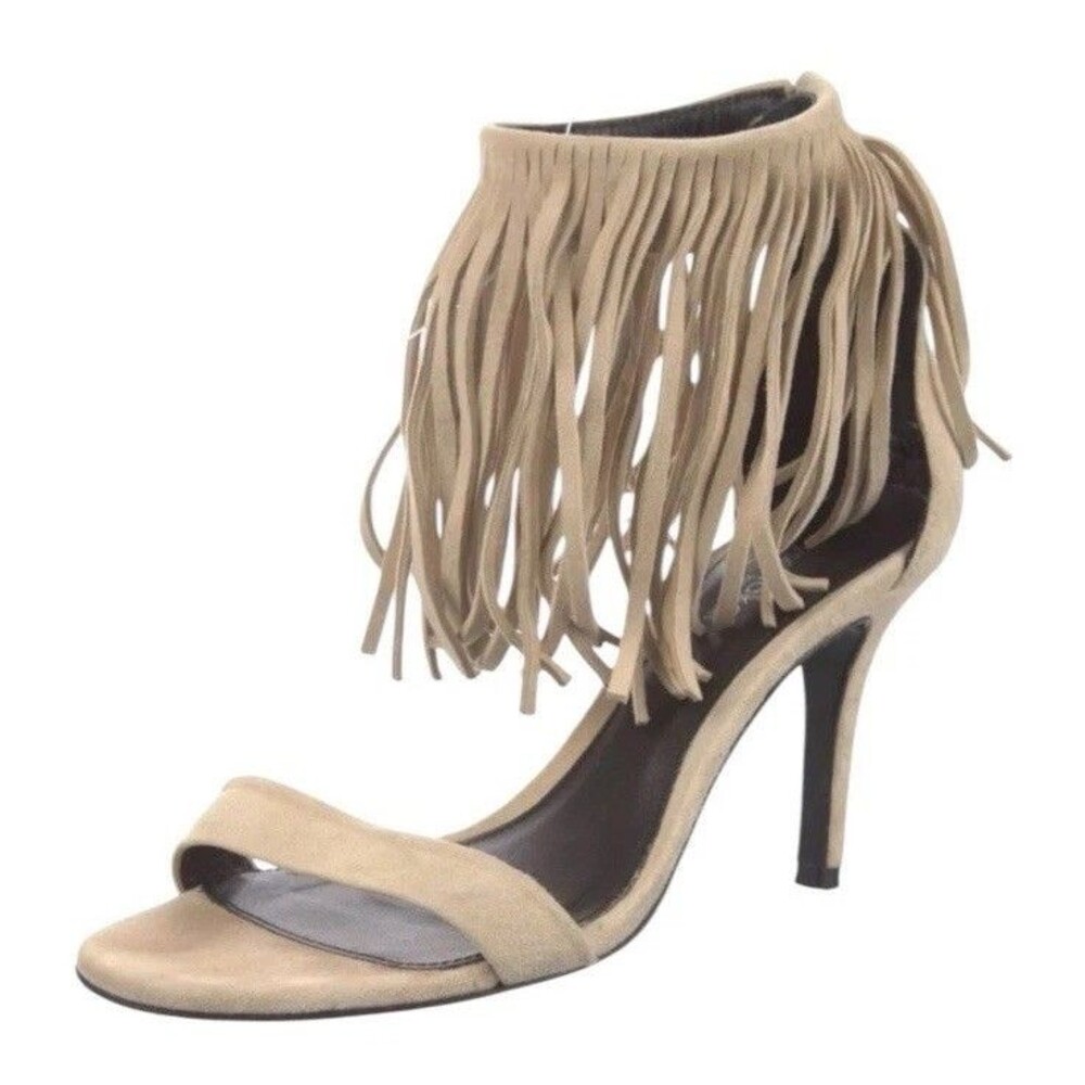 Elyse Walker Los Angeles Sandals 37.5 US 7 Fringe Dune Heels